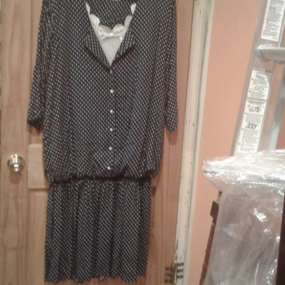 Blue and white polka dot dress